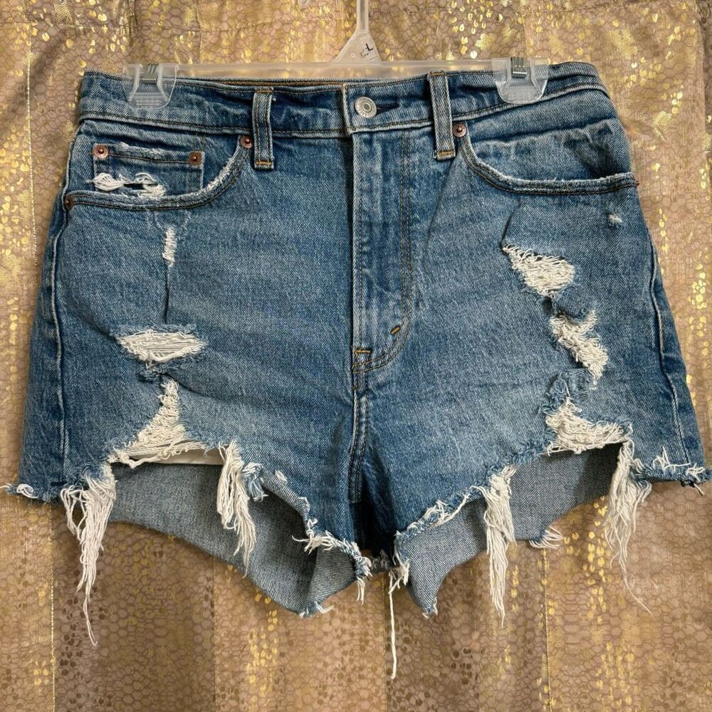 Abercrombie & Fitch Distressed High Rise Curve Love Mom Shorts 6/28